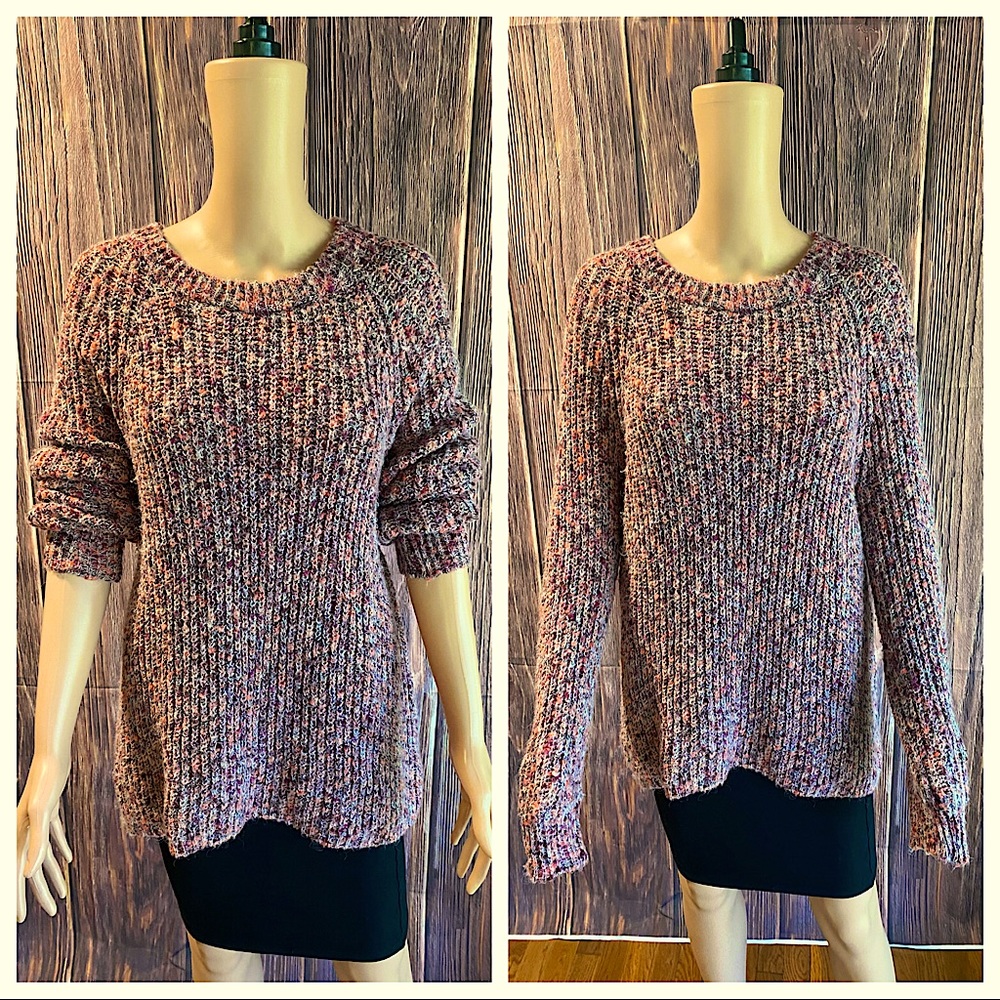 Altar’d State size medium hot pink magenta boho fuzzy scoop boho warm sweater